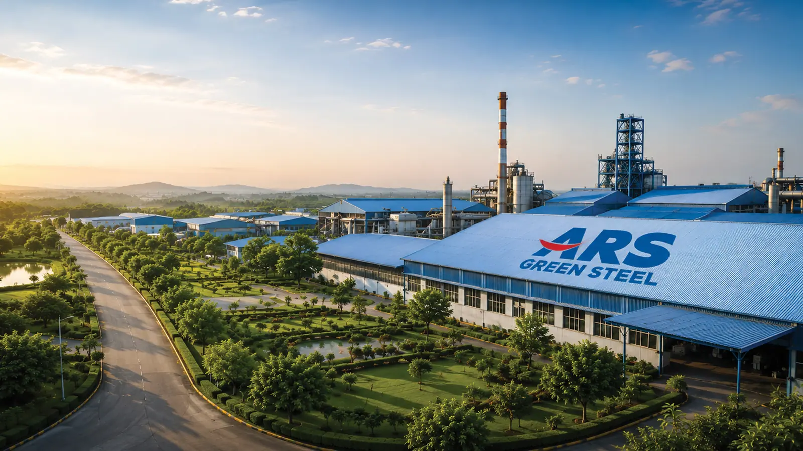 Aerial view of the ARS Green Steel manufacturing facility