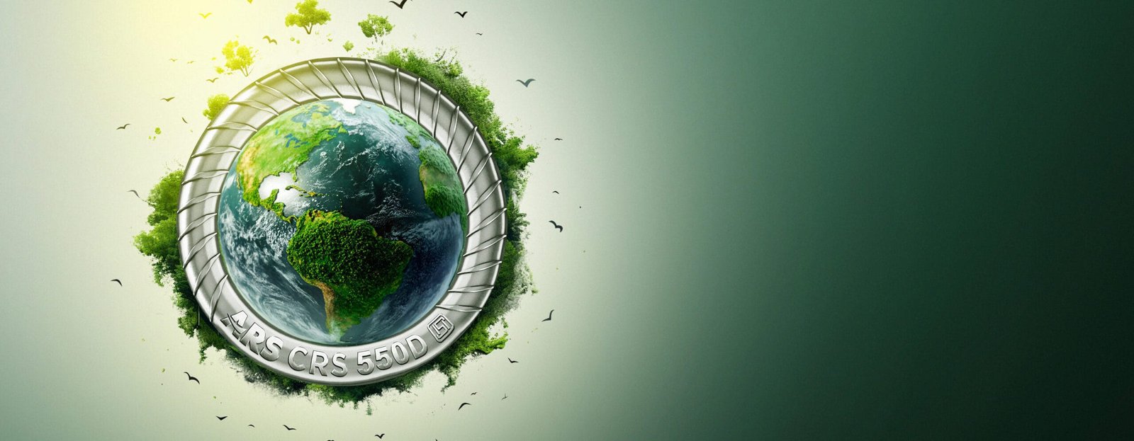 ARS green steel visual showing the Earth framed by a steel reinforcement bar
