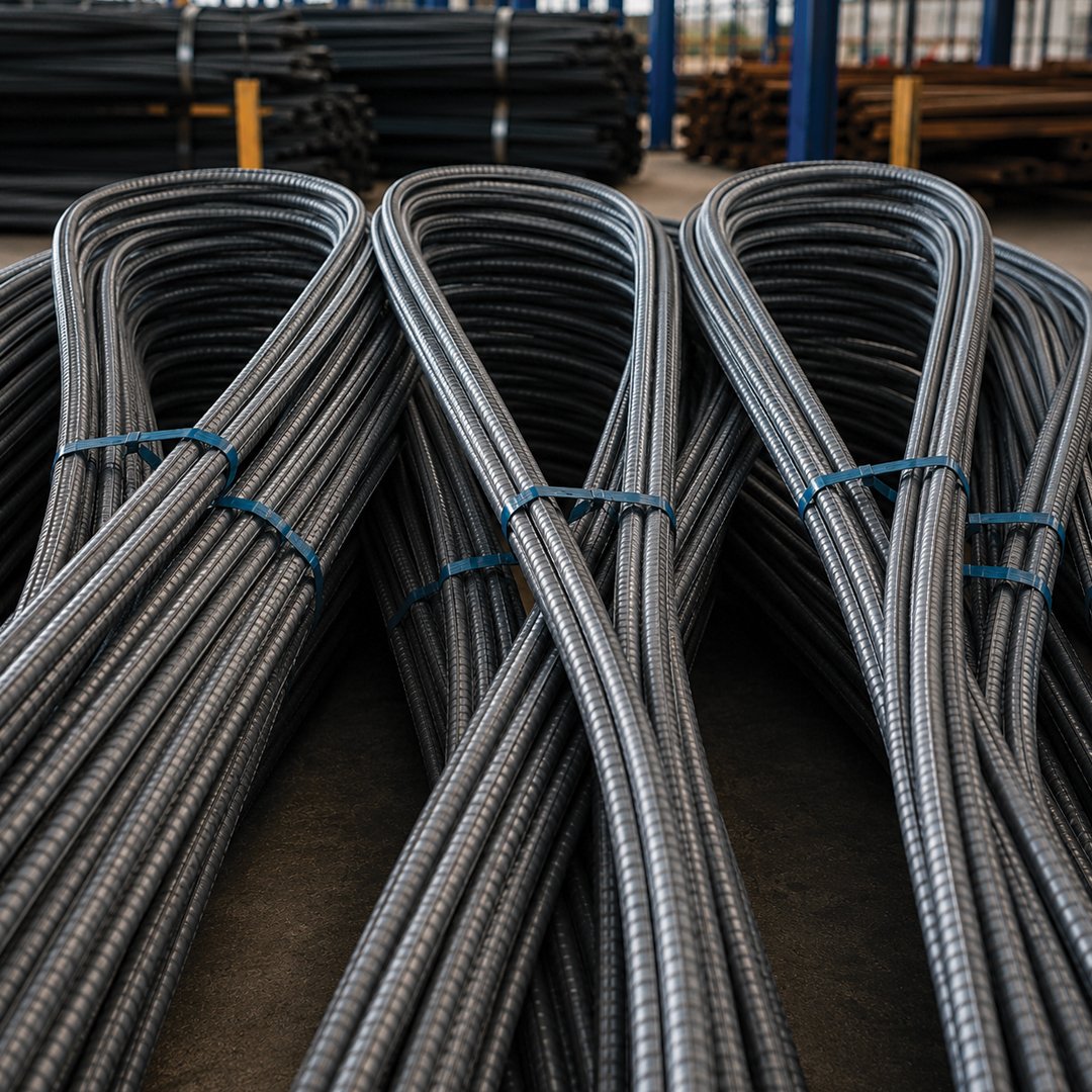 Bundled ARS TMT bars ready for construction use