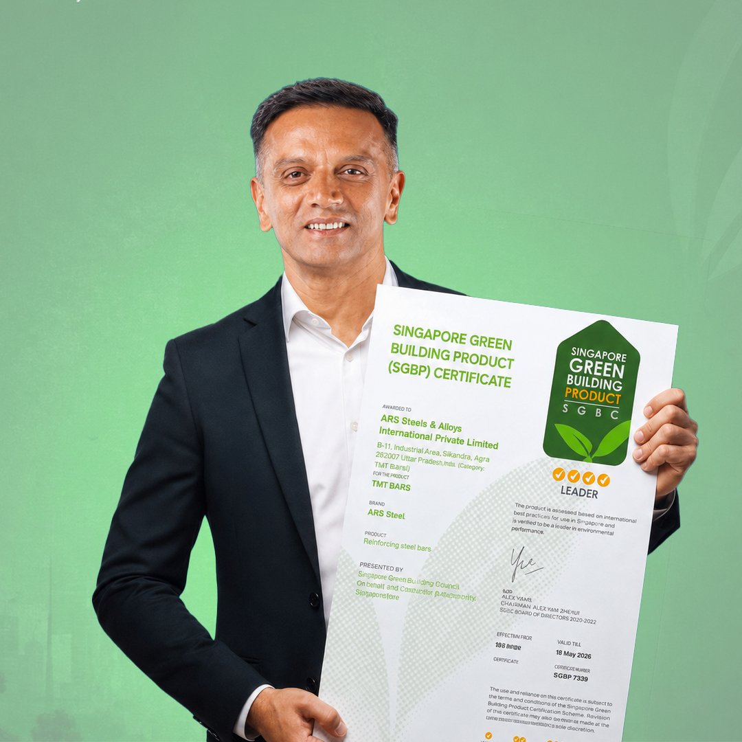 ARS representative holding the SGBC Green Building Product certificate