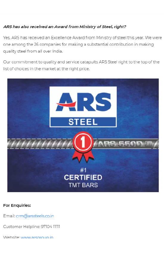 ars certification for indian and international